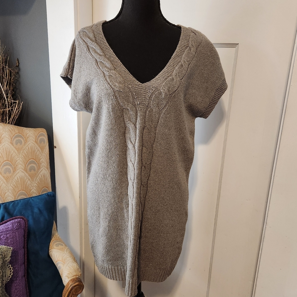 And Now This Gray V-Neck Cable Knit Sweater